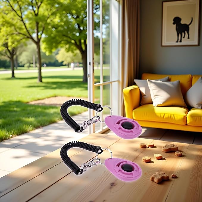 2Pcs Pink Dog Clicker for Training Easy to Use with Button Dog Training Accessories Strong and Long-Lasting, Training and Behavior Aids
