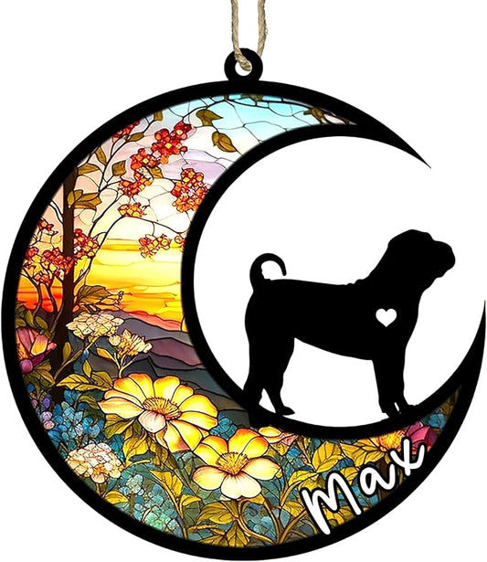 Personalized Dog Memorial, Custom Name Shar Pei Dog Christmas Ornament with Name, Custom Breeds, Pet Loss Light Catcher, Gifts for Lovers Loss of Pet Sympathy on Mothers Day Christmas