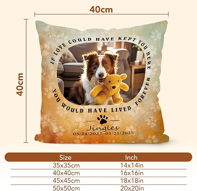 Bemaystar Personalized Pet Memorial Gifts for Dogs Pillow with Pet Photo, Dog Memrial Gifts for Loss of Dog, Loss of Pet Sympathy Gift Dog Cat Memorial Gifts (Double Side)