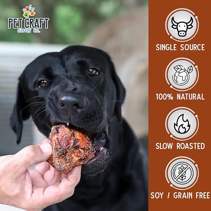 Pet Craft Supply Meaty Buffalo Knee Caps Bones 10-Pack Dog Treats for Aggressive Chewers, Rawhide Free Grain Free All Natural Slow Roasted Long Lasting Chew