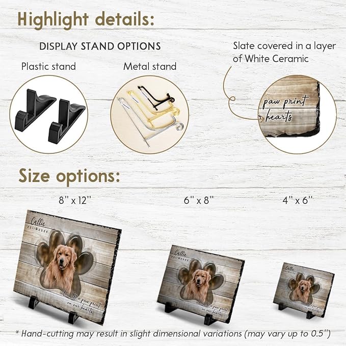 Memorial Stones Garden Decorative for Pet Lovers - Paw Print - Dog Loss Sympathy Gift with Personalized Message as Remembrance - Unique Plaque Marker, Headstone Outdoor