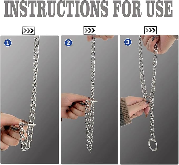 Dog Collar Slip P Chain,Heavy Duty Metal Training Martingale Collars, Adjustable Weather Proof Alloy Steel Chains for Small Medium Large Dogs(Silver, L)