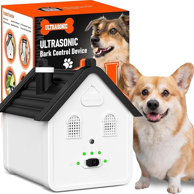 Anti Barking Device, Ultrasonic Dog Bark Deterrent Devices Safe for Dogs to 50 Ft Range, 3 Modes Dog Training & Behavior Aids Bark Box Suitable for All Kinds of Dogs, for Indoor & Outdoor Use