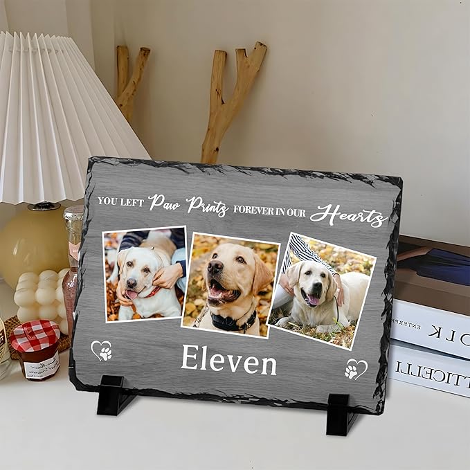Personalized Dog Memorial Gifts for Loss of Dog, Custom Pet Memorial Stone with Photo Name, Pet Headstones for Dogs, Bereavement Sympathy Gifts for Dog Cat Lover