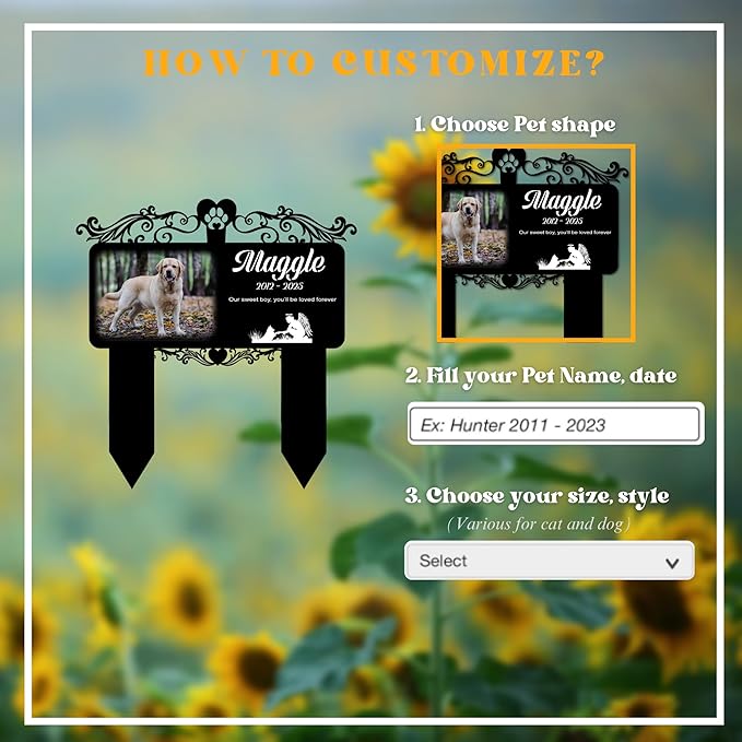 Custom Dog Grave Markers Outdoor | Personalized Pet Grave Markers Dog Memorial Headstone | Personalized Pet Graveyard for Pets Lovers | Best Memorial Gifts for Your Furry Friends Passed Away