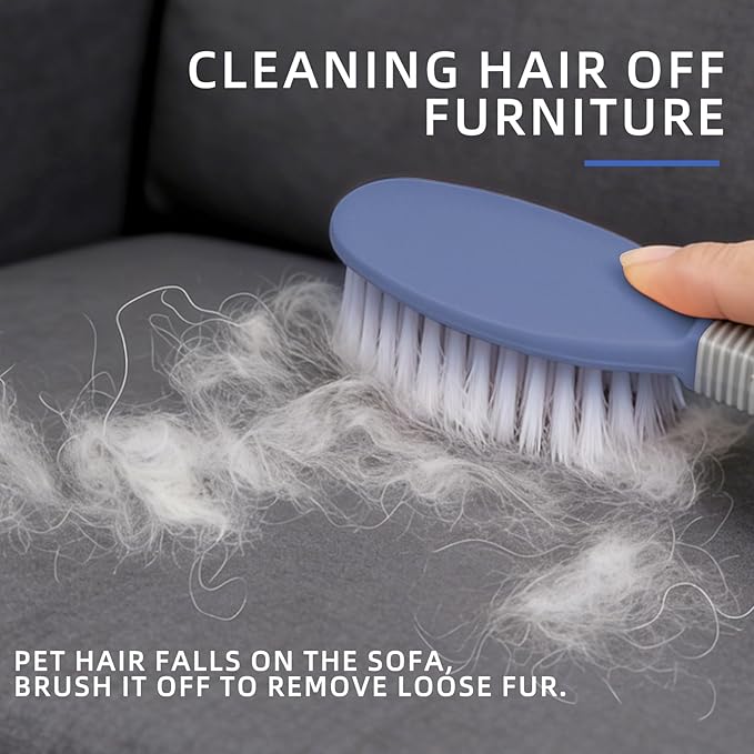 Blue Dog Brush with Handle Pet Grooming Tool for Dogs and Cats Remove Loose Hair Mats Knots Tangles Pet Hair Remover for Clothes Sofa Furniture