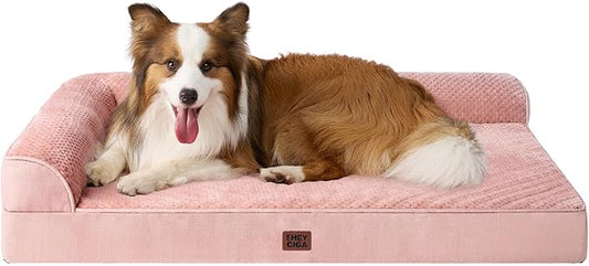 EHEYCIGA XL Dog Bed Memory Foam for Crate, Extra Large Dog Bed Orthopedic with Washable Removable Cover, Waterproof Pet Sofa Couch XLarge Size Dogs, 41x27x6.5, Pink