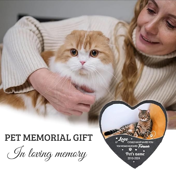 Personalized Cat Memorial Stone, Customized Pet Memorial Gifts for Loss of Dog Cat, If Love Could Have Saved You, Custom Pet Memory Stone for Cat, Pets Cemetery Decorations for Grave