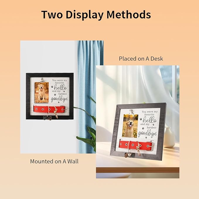 Dog Collar Memorial Picture Frame with Paw Print, Loss of Dog Sympathy Gift, Pet Bereavement Photo Frame for Dog Cat, Condolence Gift for Pet Lovers