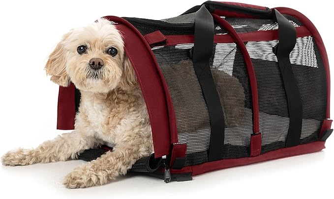 SturdiBag All Mesh Pet Carrier – Ventilated Design, Flexible and Compact for Travel | Large, Bordeaux