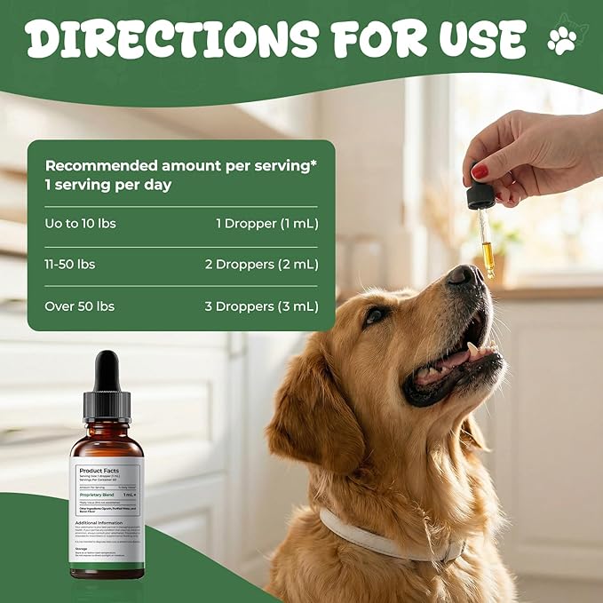 Gas Relief Supplement for Dogs Liquid, Supports Digestive Comfort & Gut Balance, Bacon Flavor, Daily Digestive Care Drops, 2 fl oz (60 mL)