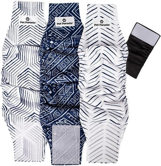 Pet Parents® Washable Belly Bands for Male Dogs (3pack) + Extendrs® of Durable Dog Diapers Male, Premium Male Dog Diapers & Dog Wraps (X-Small, Kahuna)