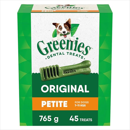 Greenies Veterinarian-Recommended Adult Natural Dental Dog Treats Petite Size, Dog Dental Chews, Original Flavor, 27 oz. Pack, 45 Count
