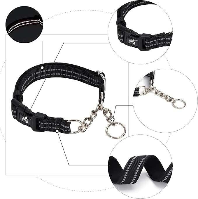 Reflective Martingale Collar for Dogs with Quick Release Buckle No Pull Training Dog Collars for Medium Breed,Large and XL Dogs (XL)