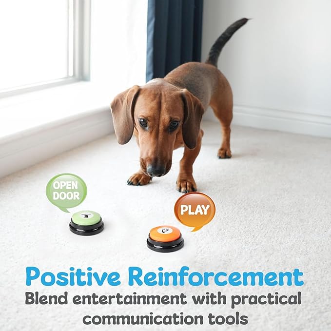 A-URA Dog Buttons for Communication with Non-Slip Mat, HD Sound 30s Recordable Dog Talking Button Set with Training Guide eBook and 24 Stickers, Pet Talking Buttons for Dog Speaking (6pc)