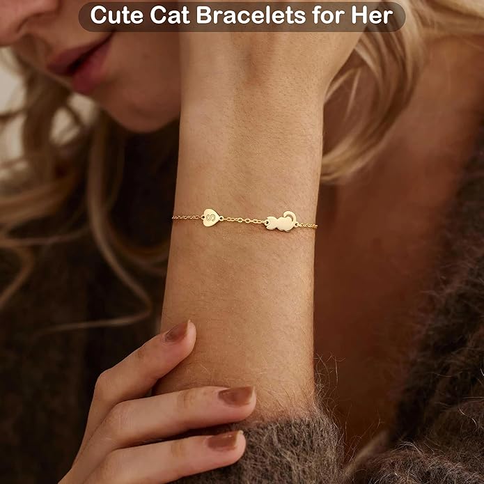 Dog Easter Mom Gifts for Dog Lover Initial Bracelet for Women with Heart Adjustable Pet Paw Gold Bracelets for Women Non Tarnish Memorial Gift for Pet Lover Birthday Jewelry