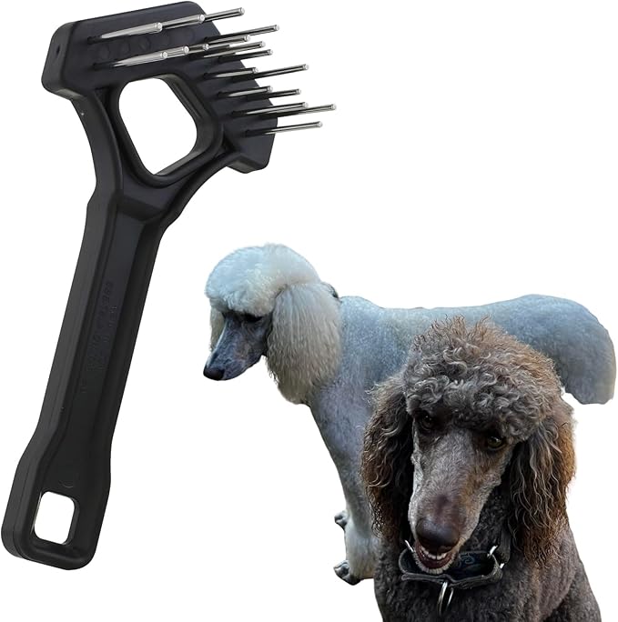 Undercoat Mini-Rakes for Effective Dematting and Grooming Dogs and Cats has V-Shape Head and Double Row, Stainless-Steel Rotating Teeth (Shedding Mini-Rake)