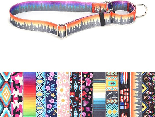 Choke Collar for Dogs, No-Slip Escape Proof Choke No Pull Cinch Soft Nylon Dog Training Martingale Collars Adjustable for Small Medium Large Breed Pet Dogs, Orange Forest S