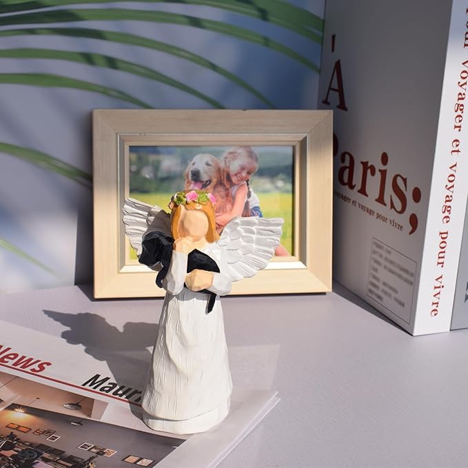 Anrkets Angel of Friendship Pet Memorial Gift – Dog Remembrance Angel Figurine with 7 Chakra Rainbow Bridge Bracelet, Sympathy Gift for Loss of a Beloved Dog