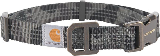 Carhartt Fully Adjustable Nylon Webbing Collars for Dogs, Reflective Stitching for Visibility, CH Duck Camo Tarmac (Nylon Webbing), Large