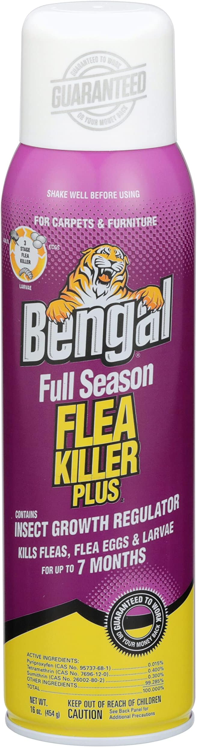 Bengal Full Season Flea Killer Plus, Flea and Tick Aerosol Spray with Insect Growth Regulator, 2-Count, 16 Oz. Aerosol Cans