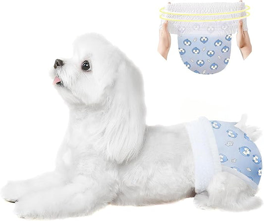 Ambreview Dog Diapers Female, Disposable Pulled Up Dog Diaper with Stretchy Waist, Super Absorbent 360° Leak-Proof Doggie Diapers for Female Puppy Dogs in Heat/Urinary Incontinence (100L)