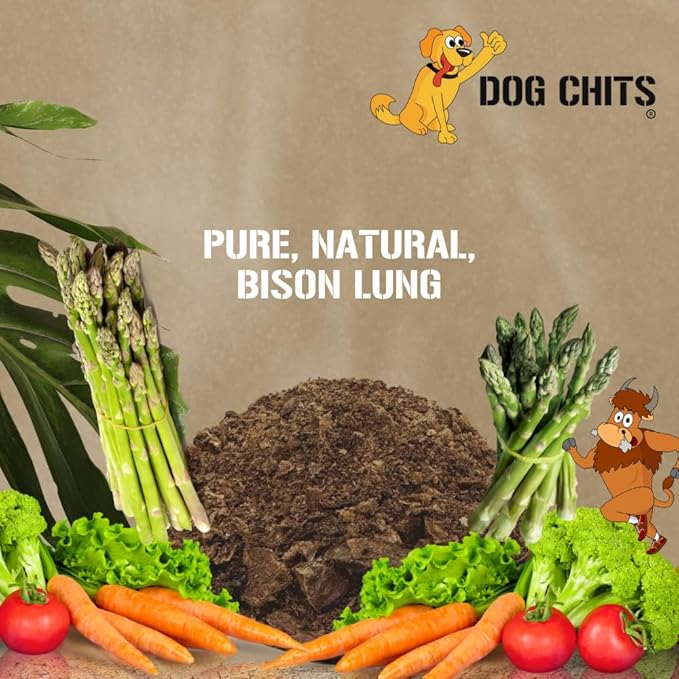 Dog Chits Bison Lung Food Topper for Dogs & Puppies - Single Ingredient, High Protein, Grain Free & Easy to Digest - Natural Dog Treats for Picky Eaters - Sprinkle on Food - Made in USA - 7 oz
