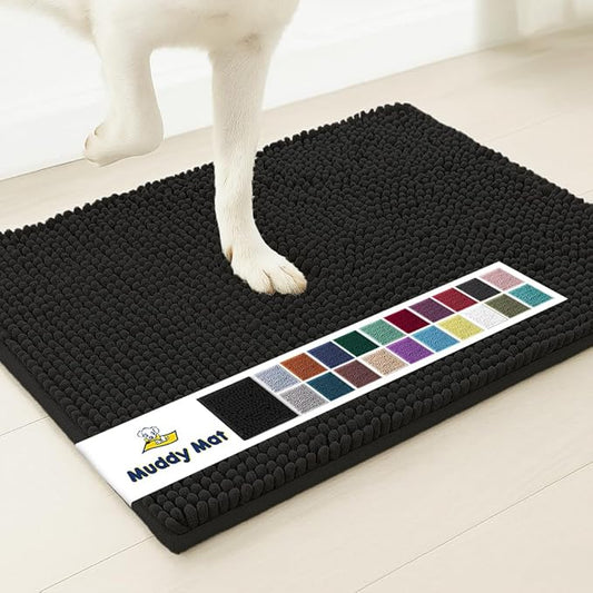 Muddy Mat® | Super Absorbent Door Mat Indoor, Microfiber Quick Dry Chenille Entryway Rug, Non-Slip Front Door Mat, Indoor Mats for Entryway, Machine Washable Pet Rug, Black XXXL 72"X48"