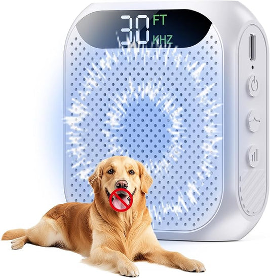 MALOK Dog Bark Deterrent Devices, 30ft Ultrasonic Anti Barking Device for Dogs, Rechargeable Bark Control Device with Adjustable Frequency & Range for Walking, Yard and Home Indoor & Outdoor Use