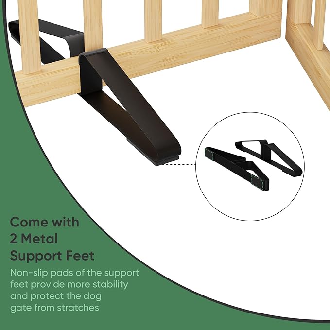 Dog Gate, Freestanding Dog Gates for Doorways, Indoor,Foldable Pet Gates for Doorways Bedroom, Puppy Gate with Metal Support Feet, Room Dividerr 4 Panels (Natural)