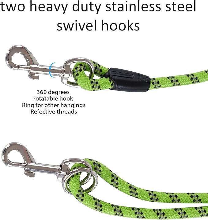 Heavy Duty Dog Leash for Large, Medium, Small Dogs - 16FT/30FT/50FT/100FT Long, Reflective Rope, Ideal for Walking, Playing, Camping, or Yard