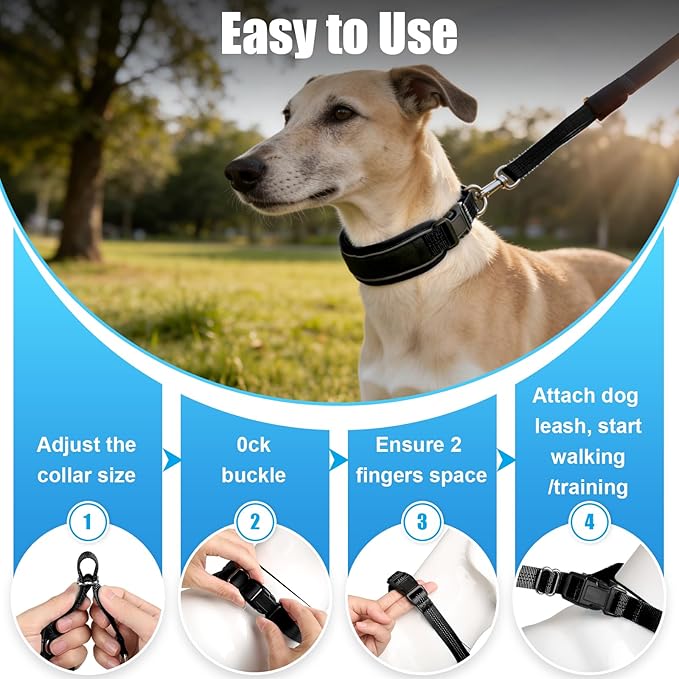 Lightweight Prong Collar for Dogs, Reflective No Pull Dog Collar | Adjustable Size Dog Pinch, Breathable Woven Fabric Air Grid Technology, Martingale Collar for Dogs Training(Black-XL)