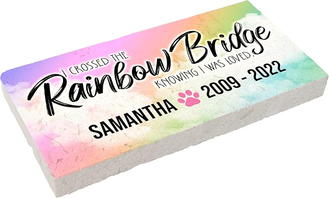 Personalized Pet Memorial Stone, 6x12 Custom Limestone Pet Grave Markers as Keepsake or Pet Remembrance, Thoughtful Pet Loss Gifts for Bereaved Pet Owners, Personalized Memorial Gifts (A. Samantha)