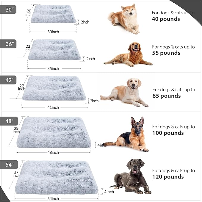 Vonabem XXXL Dog Bed Washable, Large Waterproof Pet Bed with Removable Cover, Jumbo Dog Crate Bed 54 inch, Soft Plush Pet Beds, Anti Anxiety Kennel Pad Grey
