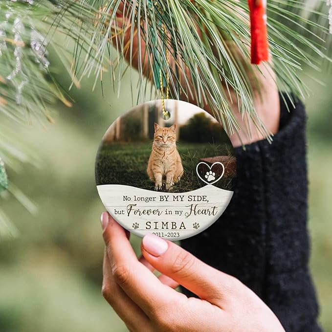 Personalized Cat Memorial Ornament, Cat Memory Gifts for Loss, Remembrance Pet, Pet Memorial Gifts, Dog Sympathy Gift, Ceramic Keepsake to Hang on Christmas Tree