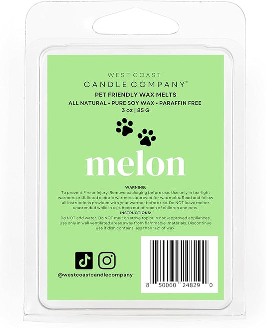 Pet Safe Wax Melts for Dogs | Non Toxic Soy Wax Melts | Natural, Paraffin-Free, Clean Burning | Odor Eliminating Wax Cubes | Melon