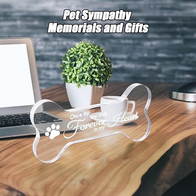 Pet Memorial Ornament, Loss of Dog Cat Sympathy Gift Pet Remembrance Ornament Bone Shape Memorial Gifts Decoration for Dogs Puppy Keepsake