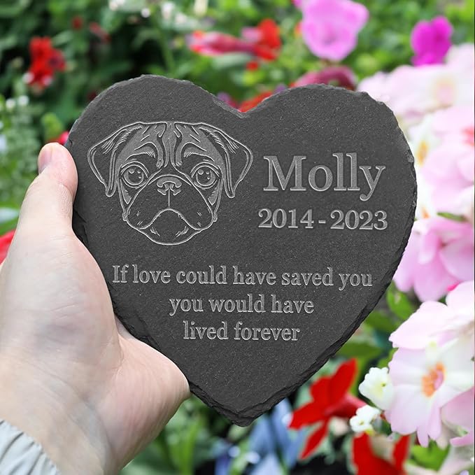 Pug Memorial Gifts, Pug Stone, Pug Memorial Stone, Pug Loss, Pug Keepsake Memorial, in Loving Memory Pug
