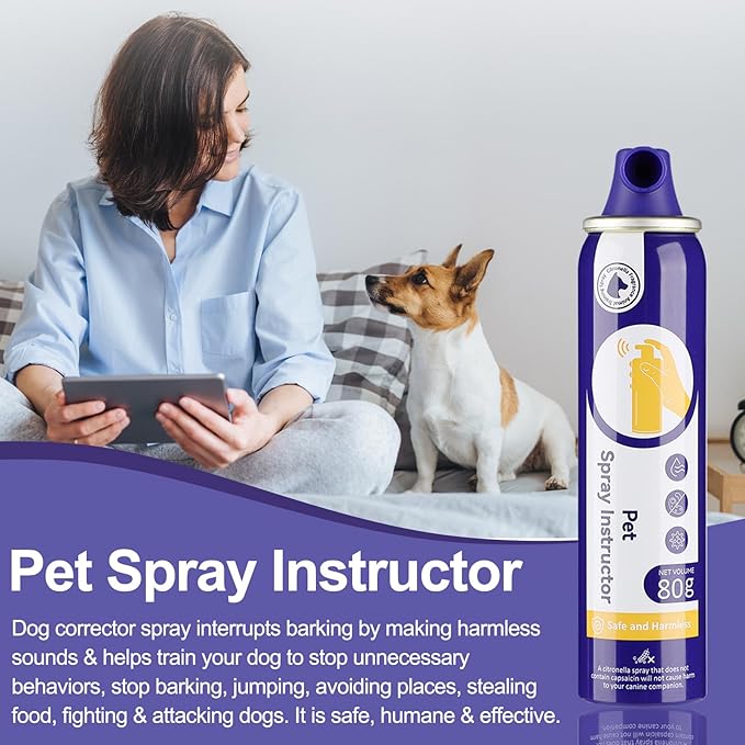 Corrector Spray Dog Trainer 4 Pack 80ml Dog Corrector Spray to Dogs from Stopping Unwanted Behaviors Pet Trainer Spray, Barking, Jumping, Stealing Food, Safe, Humane & Effective