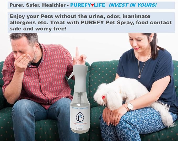 PUREFY Pet Spray (24oz) Clean away pet matters and pet urine from the environment. Pet Odor Eliminator. Unscented. No Residue.