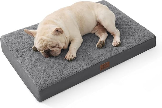 Bedsure Dog Bed Medium Size Dog - Comfy Flat Puppy Beds with Removable Washable Cover, Orthopedic Egg Crate Foam Pet Mat, Suitable for Pet Up to 30 lbs