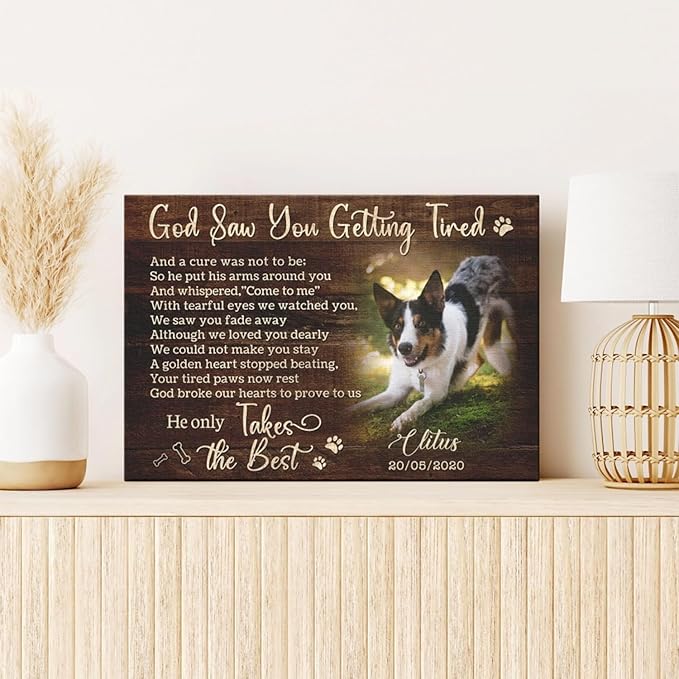 Dem Canvas Personalized Photo Canvas Prints, Pet Memorial Gifts for Dog & Cat Lovers (18x12)