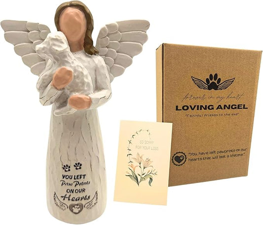 Dog Memorial Angel Figurine - Loss of Dog Sympathy Gift, White