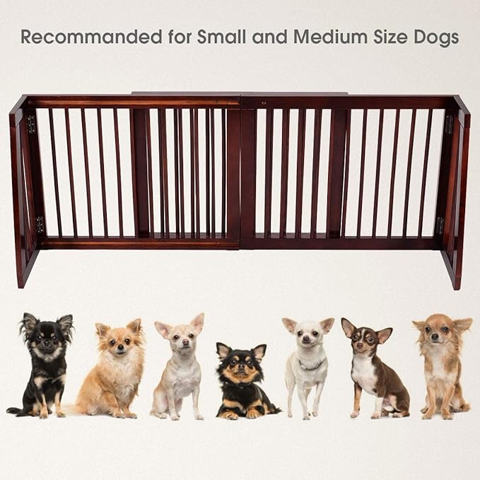 Giantex Expandable Wood Dog Gate, 28''-80'' Adjustable Freestanding Safety Gate, Step Over Fence for Small to Medium Sized Pets, Indoor House Doorway Stairs Extra Wide Fence