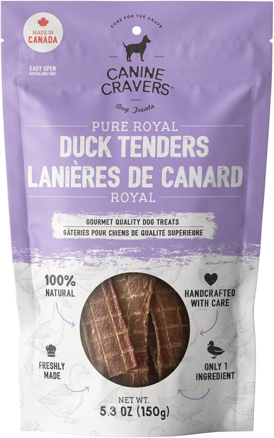 Canine Cravers Single Ingredient Dog Treats – Pure Royal Duck - Human Grade Air Dried Hypoallergenic Pet Food – Grain, Gluten, and Soy Free – 100% All Natural – 5.3 oz