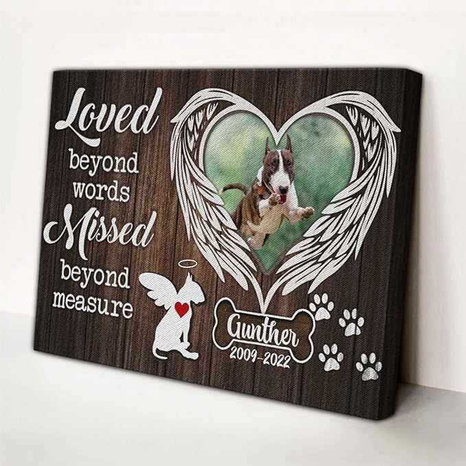 Dem Canvas Personalized Photo Canvas Prints, Custom Dog Loss Gifts, Loved Beyond Words Missed Beyond Measure, Pet Memorial Gifts, Dog Death Sympathy Gifts, Dog Loss Canvas Dog Grieving Gifts (30x20)