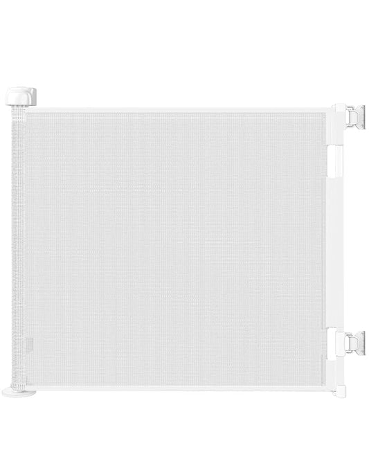 Retractable Baby Gates, Mesh Dog Gate for Doorways, 33.6" Tall, Expands to 71" Wide,Pet Safety Essential Fit for Baseboards, Wide Toddlers Gates for Hallways, Indoor & Outdoor,White