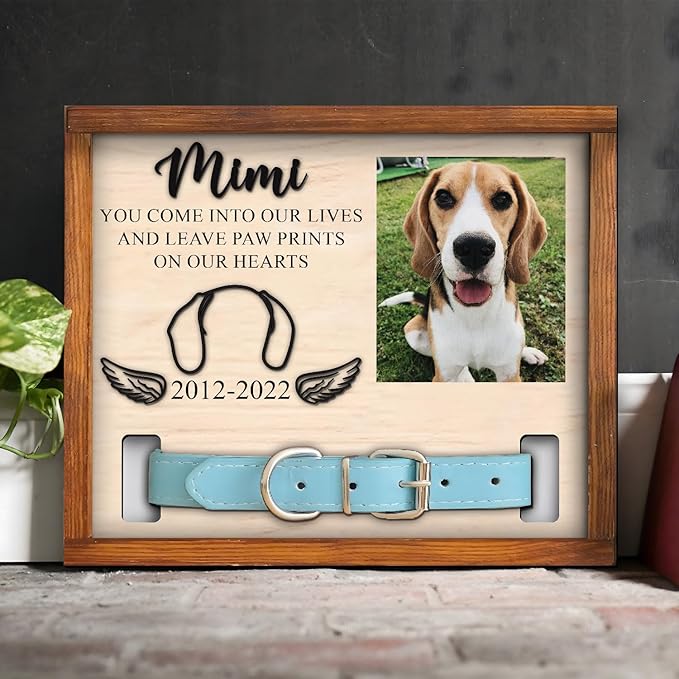Personalized Dog Memorial Picture Frame, Dog Memorial Gifts For Loss Of Dog, Pet Memorial Gifts, Dog Collar Frame - Upload Image Pet Memorial Frame