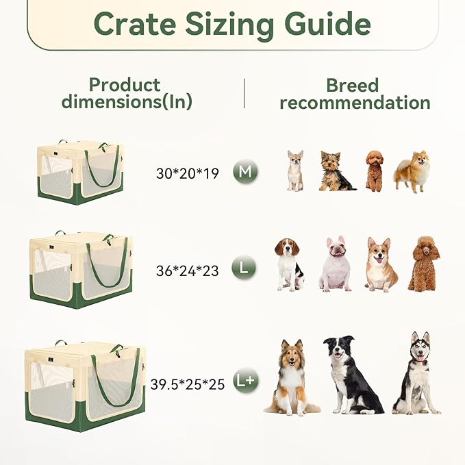 40" Collapsible Dog Crate for Large Dogs - Portable Soft Travel Kennel with Lockable Zippers, Waterproof Base, Washable Cover, Patented Screw Frame for Adjustable Tension, Outdoor, Indoor, Car Use