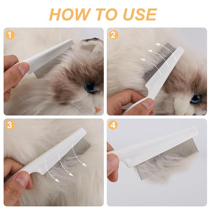 2-in-1 Multifunctional Pet Hair Comb, Stainless Steel & ABS, 2 Packs, for Grooming & Dehairing, Cat & Dog Comb